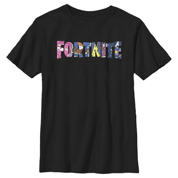 Boy's Fortnite Classic Logo Character Fill Graphic Tee Black Large