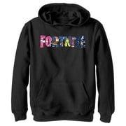 Boy's Fortnite Classic Logo Character Fill Pull Over Hoodie Black X Large