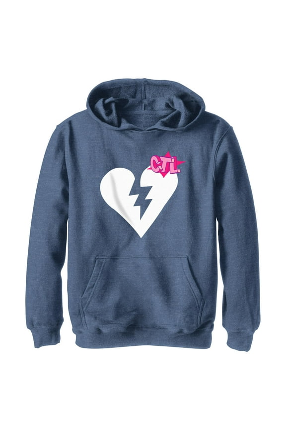 Boy's Fortnite Cuddle Team Leader Broken Heart Pull Over Hoodie Navy Blue Heather Medium