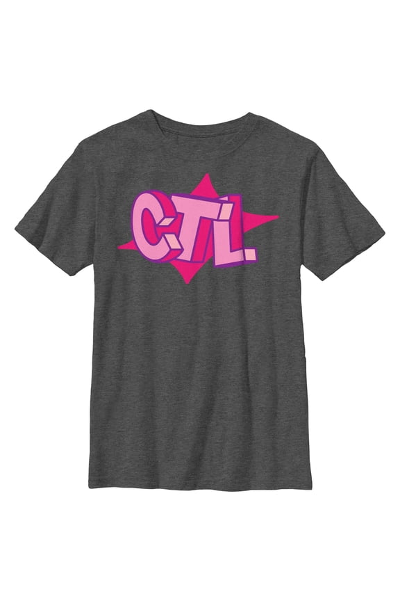 Boy's Fortnite Cuddle Team Leader Pink Logo Graphic Tee Charcoal Heather Large