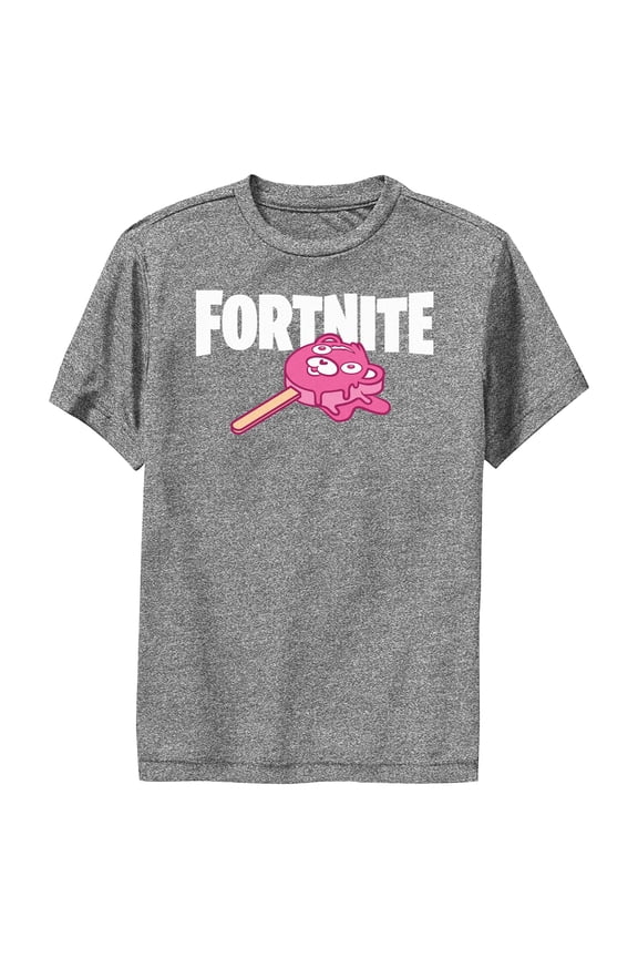 Boy's Fortnite Cuddle Team Leader Popsicle Performance Graphic Tee Charcoal Heather Large
