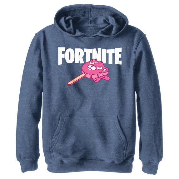 Boy's Fortnite Cuddle Team Leader Popsicle Pull Over Hoodie Navy Blue Heather Medium