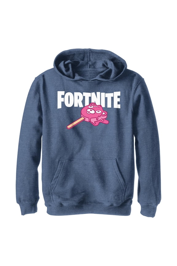 Boy's Fortnite Cuddle Team Leader Popsicle Pull Over Hoodie Navy Blue Heather Medium