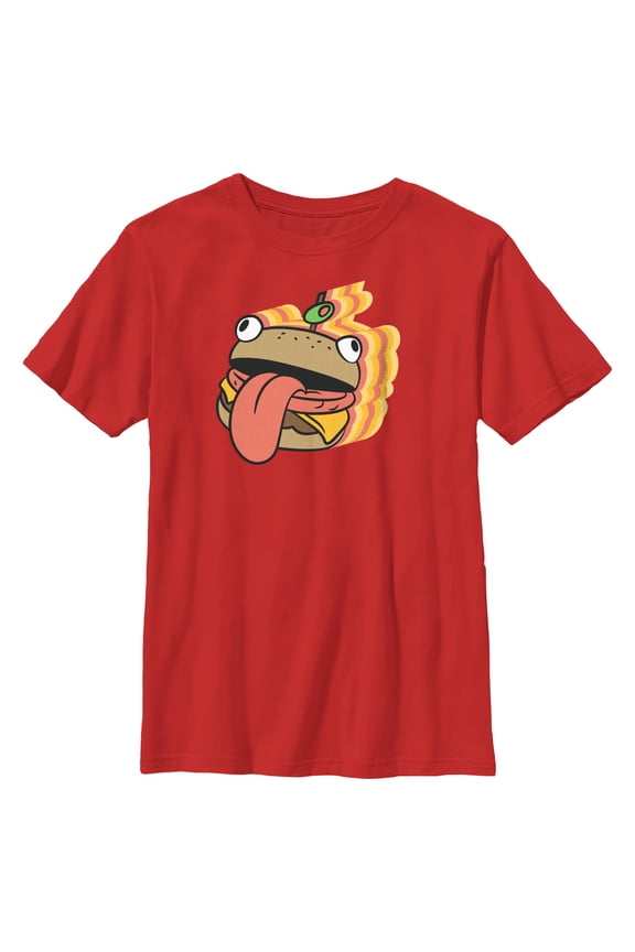 Boy's Fortnite Durr Burger Sticker Graphic Tee Red Large