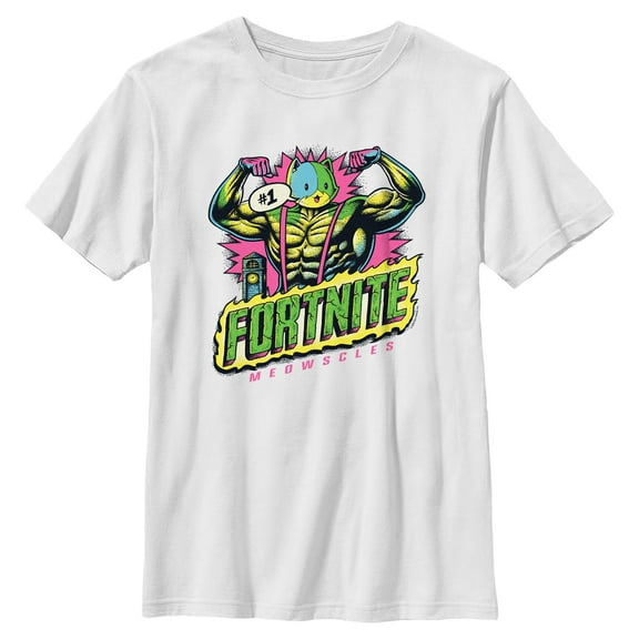 Boy's Fortnite Meowscles Logo  Graphic T-Shirt