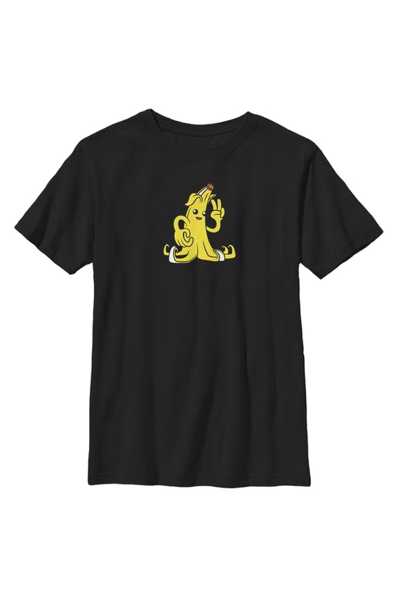Boys' Husky Fortnite Peely Peace Sign  Graphic Tee Black Small