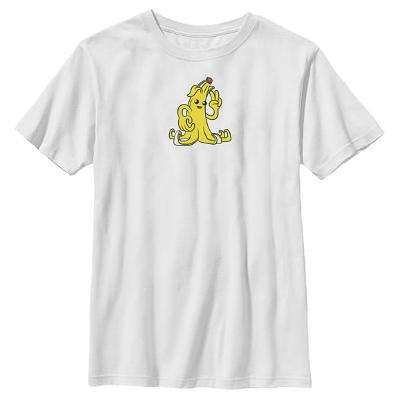Boy's Fortnite Peely Peace Sign  Graphic Tee White Medium