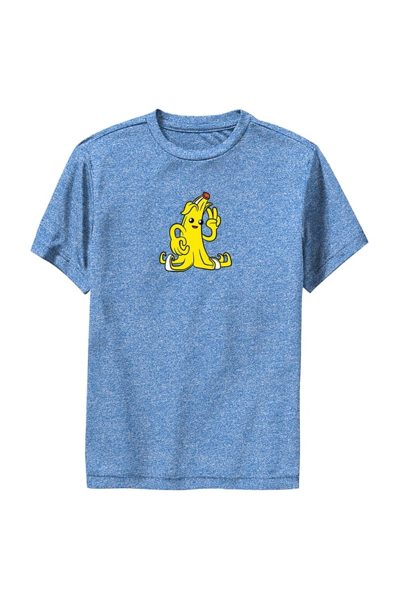 Boy's Fortnite Peely Peace Sign Performance Graphic Tee Royal Blue Heather Medium