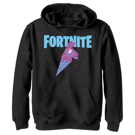 Boy's Fortnite Rainbow Smash Cone Logo Pull Over Hoodie Black Medium