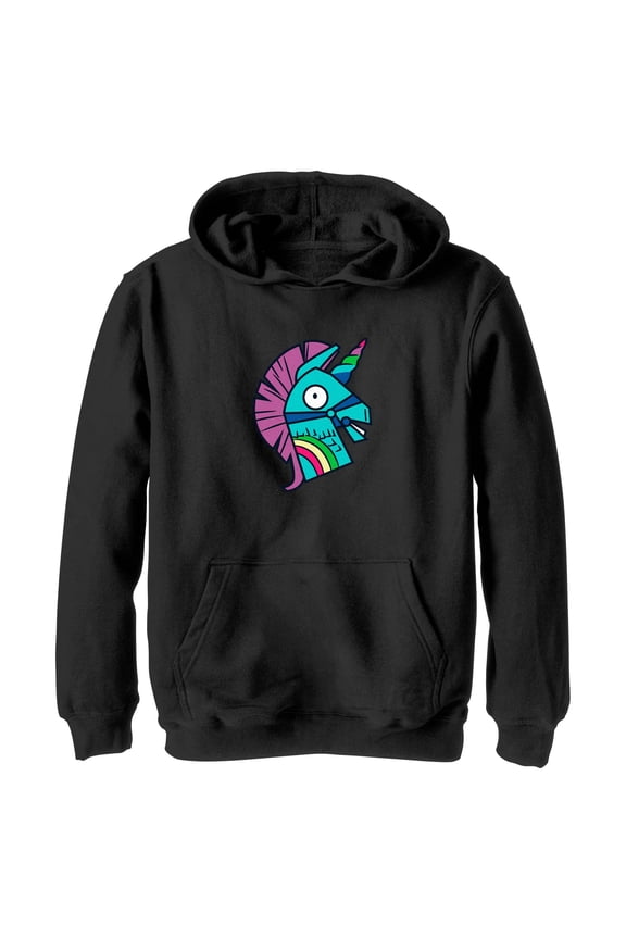 Boy's Fortnite Rainbow Smash Large Pull Over Hoodie Black X Large