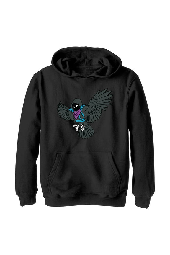 Boy's Fortnite Raven Attack Pull Over Hoodie Black Medium