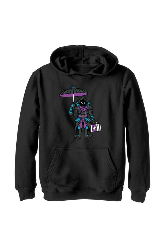 Boy's Fortnite Raven Float On Pull Over Hoodie Black Medium