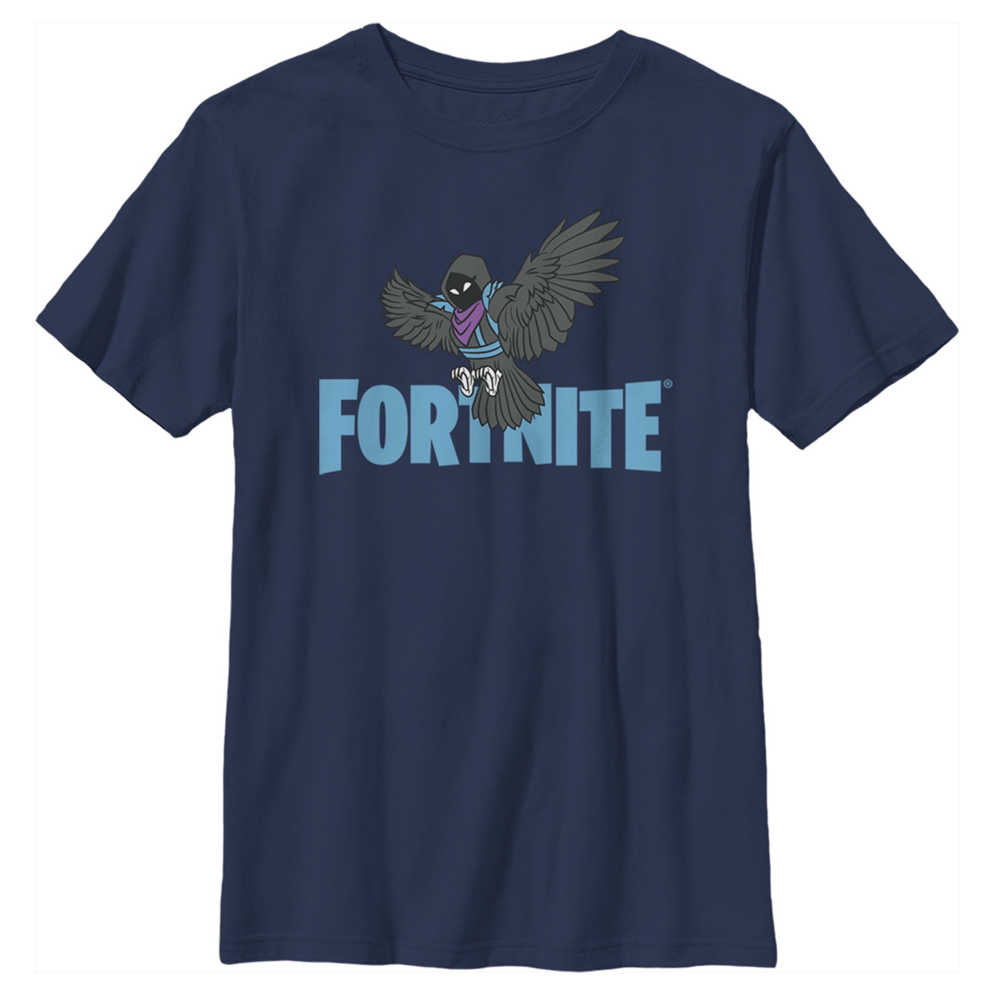Fortnite Boy's Raven Logo Graphic Tee, Navy Blue, Medium, Kids Youth