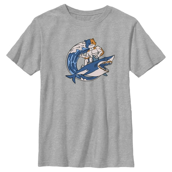 Boy's Fortnite Surfer Meowscles Graphic Tee Athletic Heather Medium