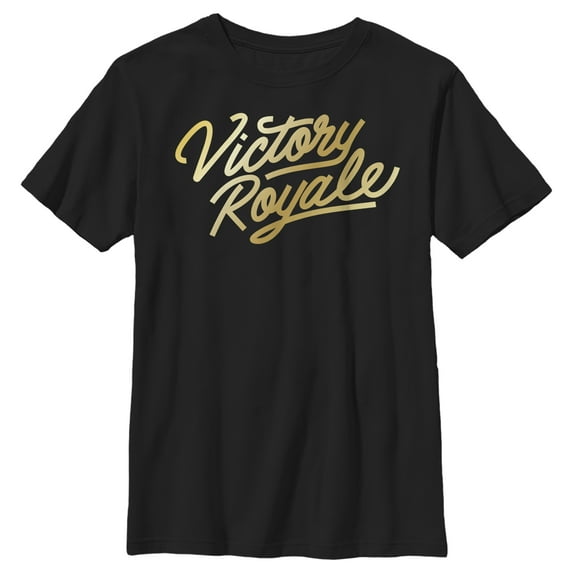 Boy's Fortnite Victory Royale Gold Script Graphic Tee Black Large