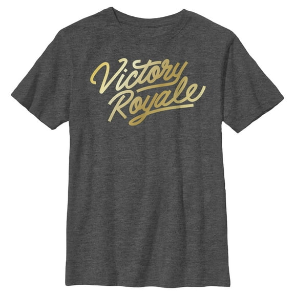 Boy's Fortnite Victory Royale Gold Script Graphic Tee Charcoal Heather X Large