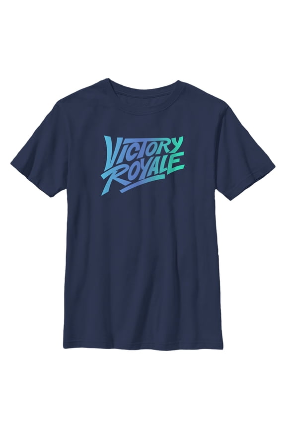 Boys' Husky Fortnite Victory Royale Gradient Logo Graphic Tee Navy Blue Large