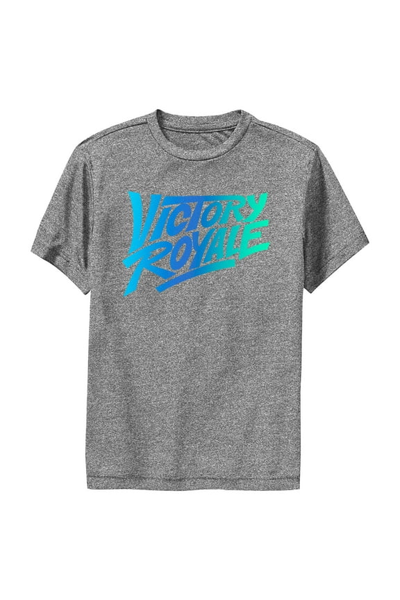 Boy's Fortnite Victory Royale Gradient Logo Performance Graphic Tee Charcoal Heather Large