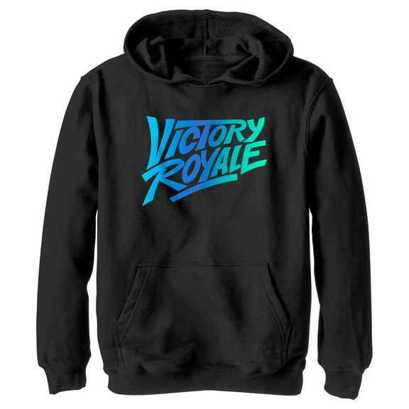 Boy's Fortnite Victory Royale Gradient Logo  Pull Over Hoodie Black X Large