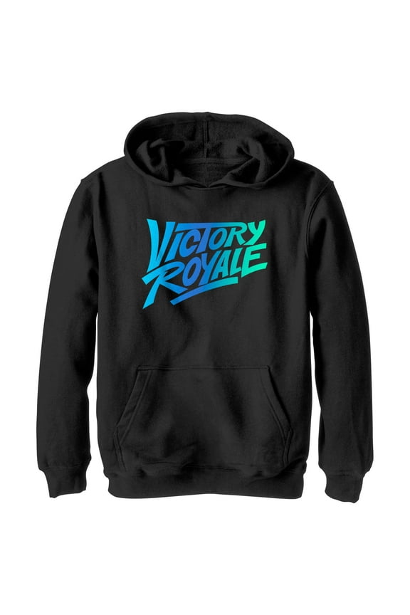 Boy's Fortnite Victory Royale Gradient Logo  Pull Over Hoodie Black X Large