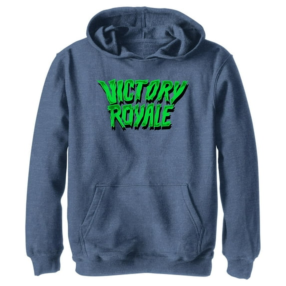 Boy's Fortnite Victory Royale Slime Pull Over Hoodie Navy Blue Heather Medium