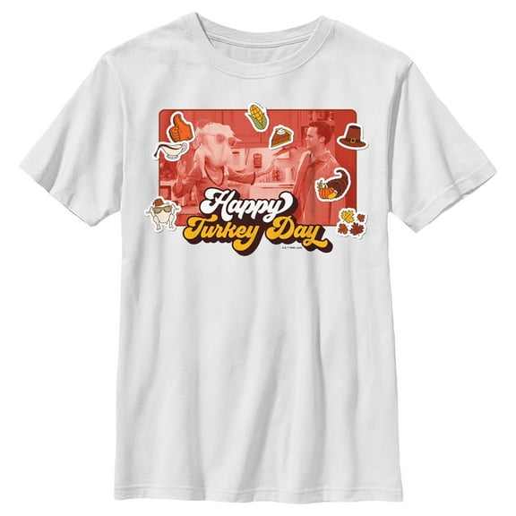 Boy's Friends Happy Turkey Day Scene Graphic T-Shirt