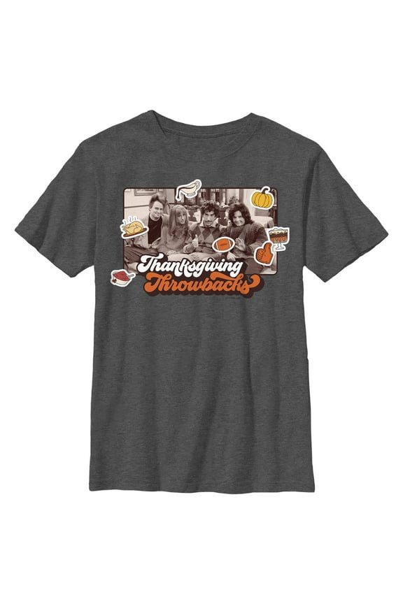 Boy's Friends Thanksgiving Throwbacks Scene Graphic T-Shirt