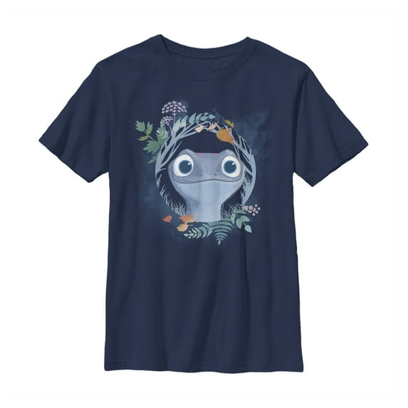 Boy's Frozen 2 Bruni The Salamander Watercolor Portrait Graphic Tee Navy Blue Large