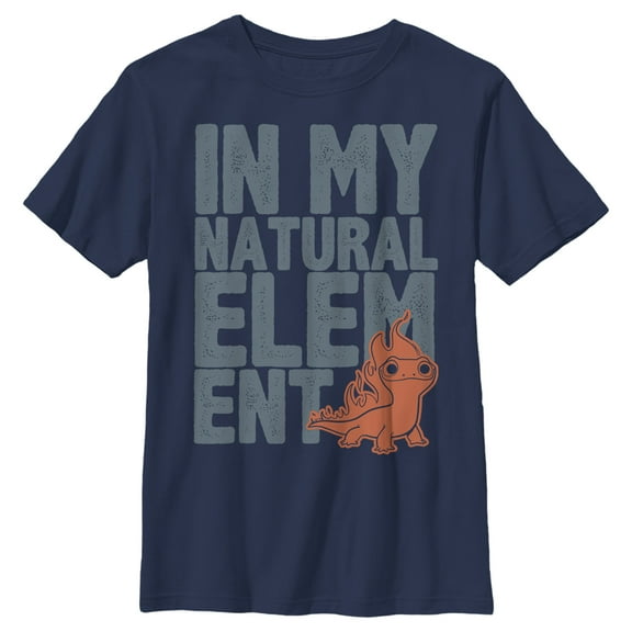 Boy's Frozen 2 Natural Element Large Text Graphic Tee Navy Blue Large