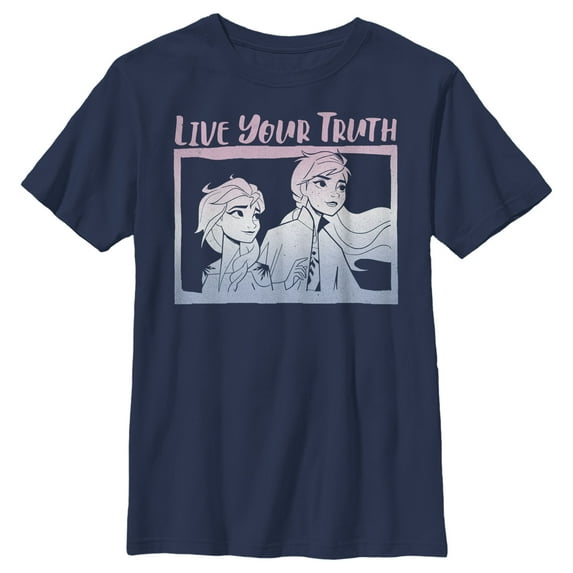 Boy's Frozen 2 Sister Live Truth Graphic Tee Navy Blue X Large