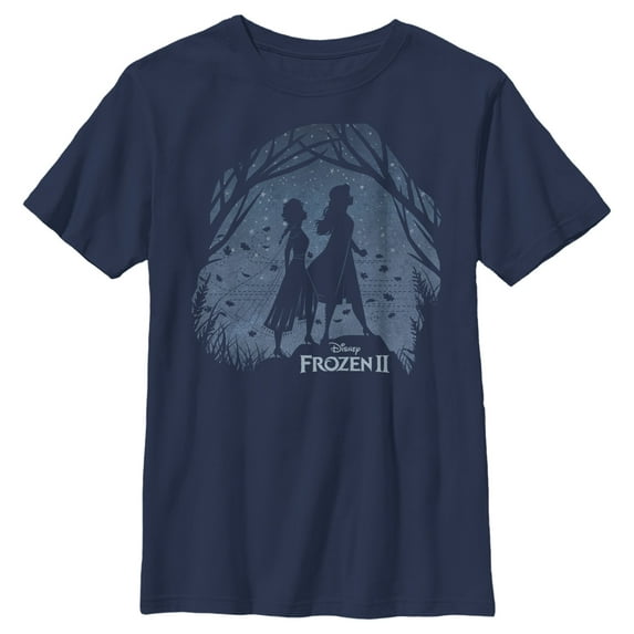 Boy's Frozen 2 Sister Shadows Graphic Tee Navy Blue Large