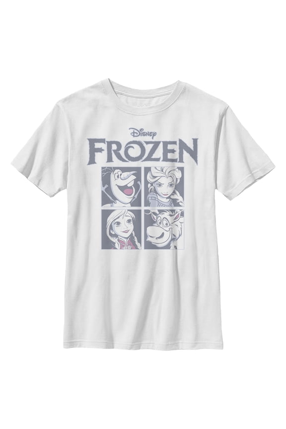 Boy's Frozen Character Squares Graphic Tee White X Small