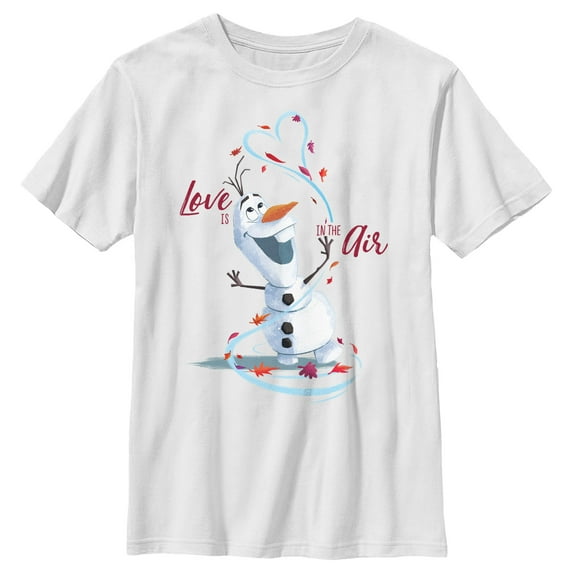 Boy's Frozen Love Is in the Air Olaf Graphic Tee White Large