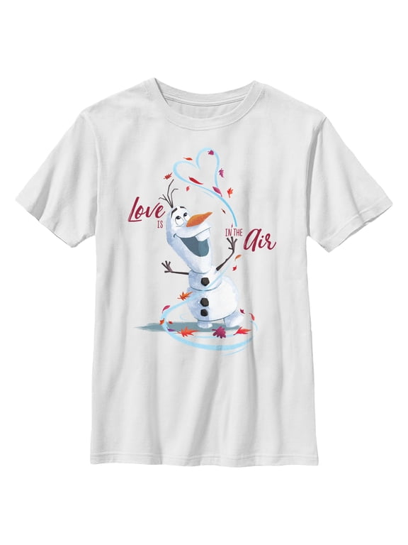 Boy's Frozen Love Is in the Air Olaf Graphic Tee White Medium