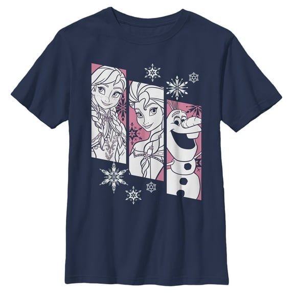 Boy's Frozen Trio Graphic Tee Navy Blue Large
