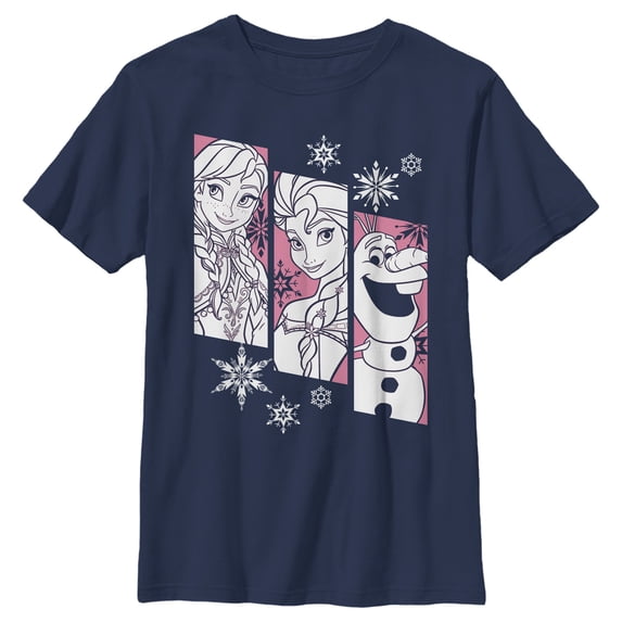 Boy's Frozen Trio Graphic Tee Navy Blue Medium