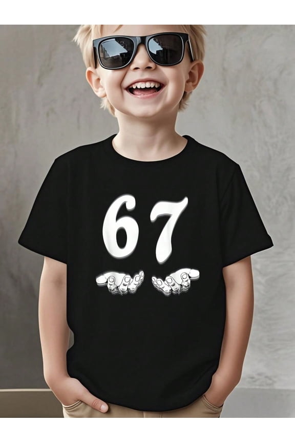Boy's Funny Six Seven Iron-On Graphic T-Shirt, Comfortable Cotton Clothing For Kids, Size 3Y-13Y, Z5101305 Ideal Gift For Kids