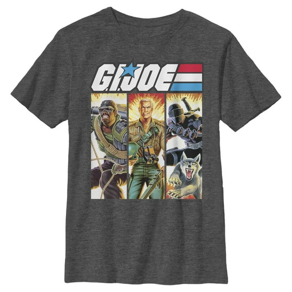Boy's GI Joe Comic Panels Graphic Tee Charcoal Heather Large
