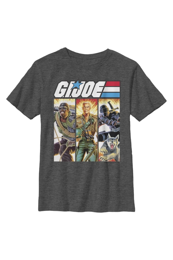 Boy's GI Joe Comic Panels  Graphic Tee Charcoal Heather Small