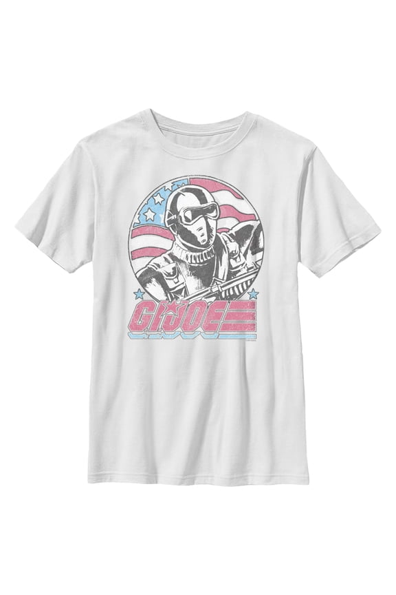 Boy's GI Joe Snake Eyes America Flag  Graphic Tee White Medium