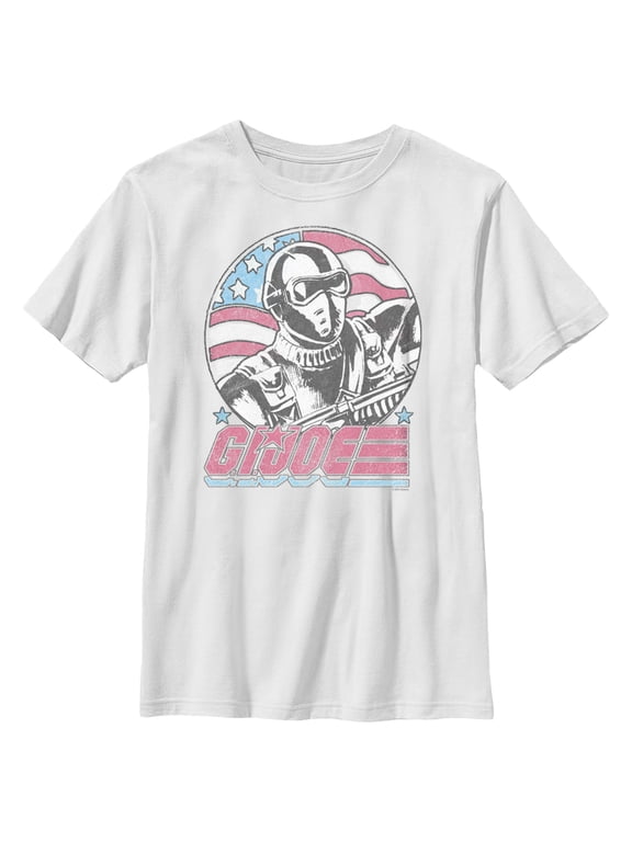 Boy's GI Joe Snake Eyes America Flag Graphic Tee White X Small