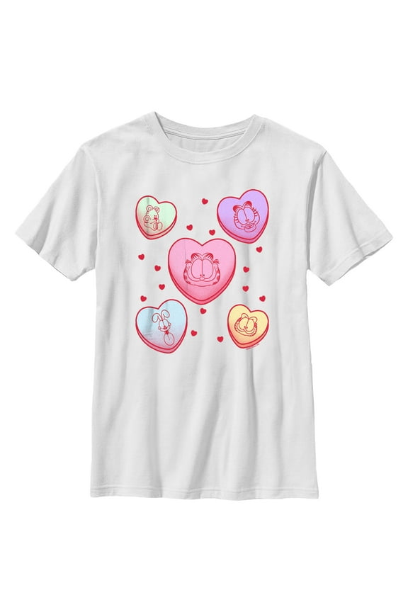 Boy's Garfield Candy Hearts  Graphic T-Shirt