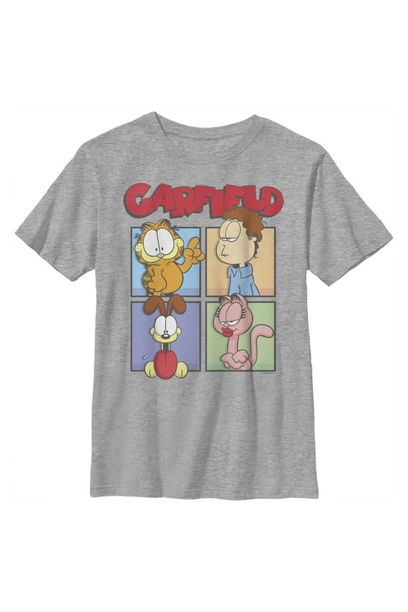 Boy's Garfield Colorful Character Portraits  Graphic T-Shirt