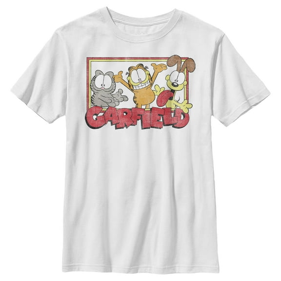 Boy's Garfield Distressed Friends Squad  Graphic T-Shirt