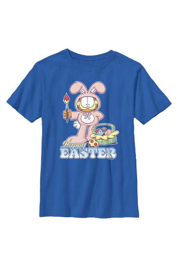 Boy's Garfield Happy Easter Bunny Ears Cat  Graphic T-Shirt