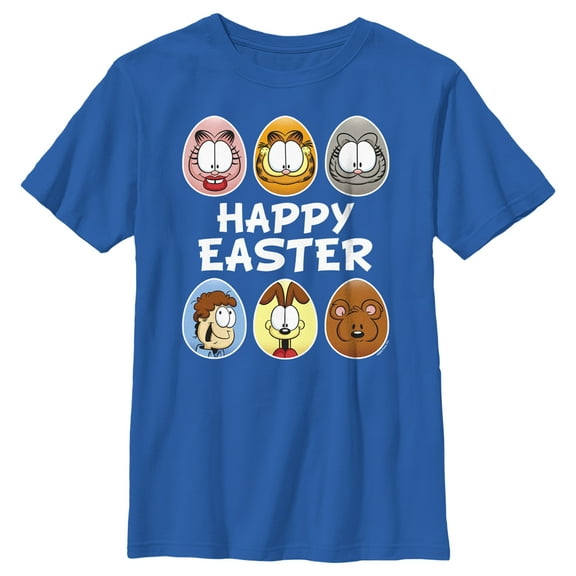 Boy's Garfield Happy Easter Egg Portraits  Graphic T-Shirt