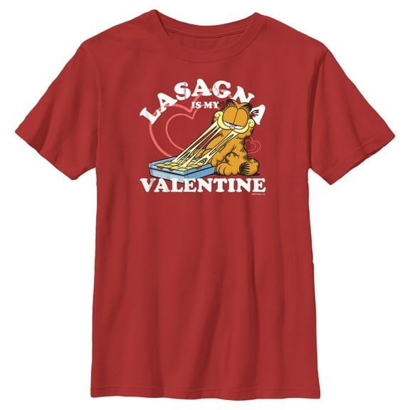 Boy's Garfield Lasagna is My Valentine  Graphic T-Shirt