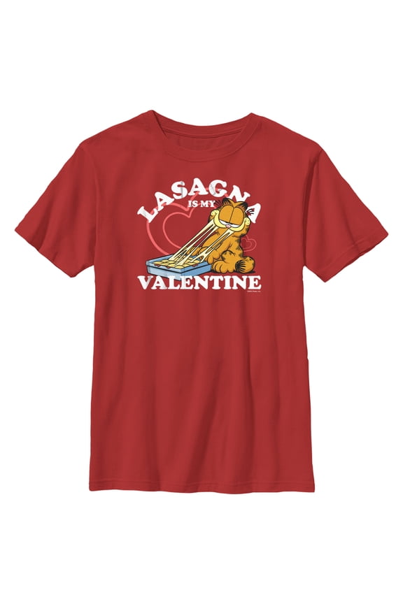 Boy's Garfield Lasagna is My Valentine Graphic T-Shirt