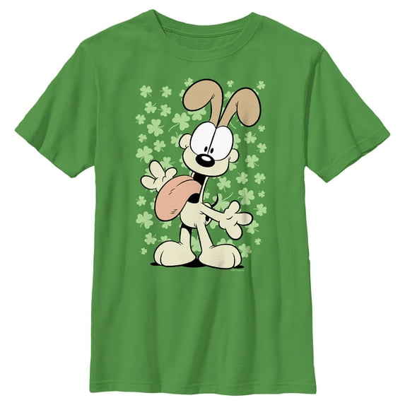 Boy's Garfield St. Patrick's Day Odie Lucky Shamrocks Graphic T-Shirt