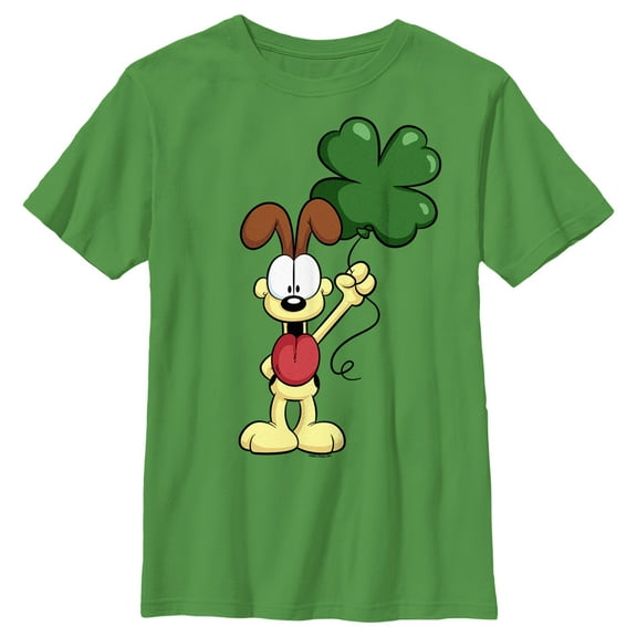 Boy's Garfield St. Patrick's Day Odie Shamrock Balloon  Graphic T-Shirt